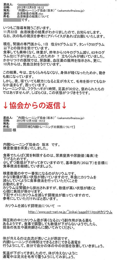 現在、腎臓の専門医から、1日　塩分6グラム以下、タンパク50グラム以下との指示を受けています。食事しても美味くなく、体重が、昨年から10キログラム減り、63キログラム位に下がりました。このためか？立ちくらみが続いていました。かかりつけの医院では、尿酸薬、血圧薬の服用を指示され、更に、10月からは、貧血注射をうけています。